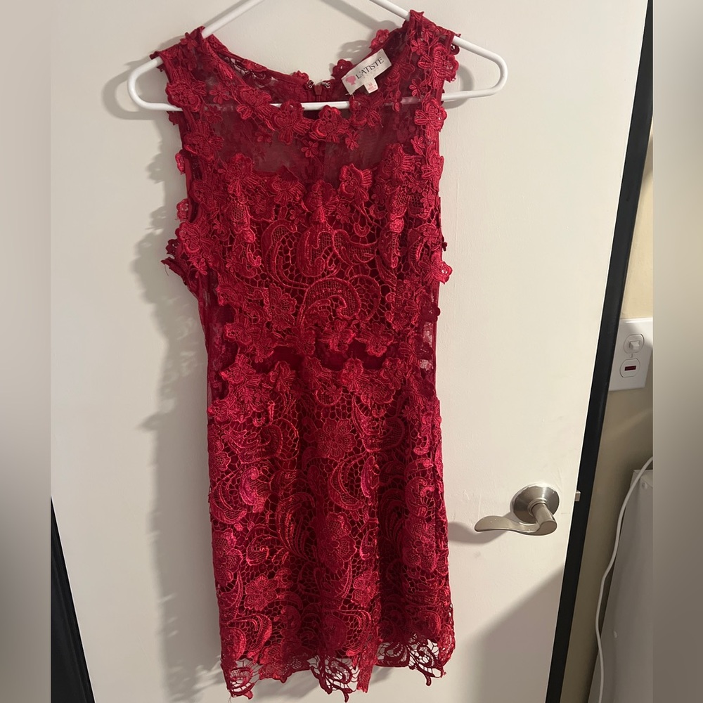 Wine Floral Lace Dress